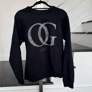 Obey Black Women's Crewneck Sweatshirt Size M